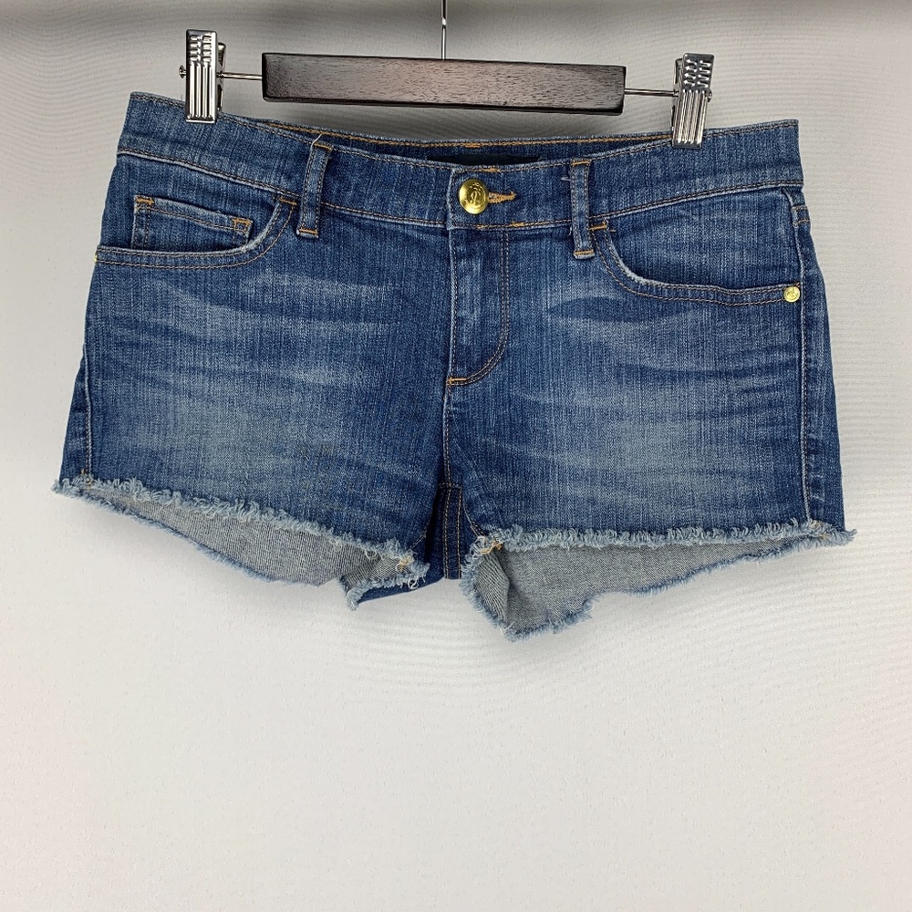 JUICY COUTURE Cut Off Medium Wash Denim Sh…